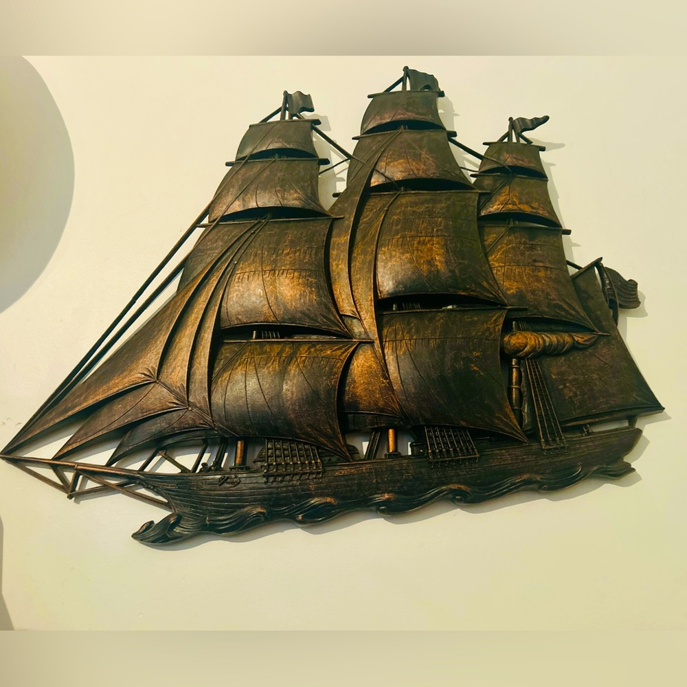 Coppercraft sailing ship wall decor